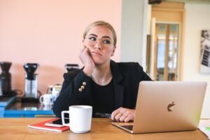 woman at work is bored or frustrated